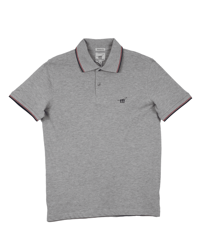 HENRY COTTONS POLO T-SHIRT GREY